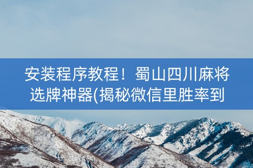 安装程序教程！蜀山四川麻将选牌神器(揭秘微信里胜率到哪调)