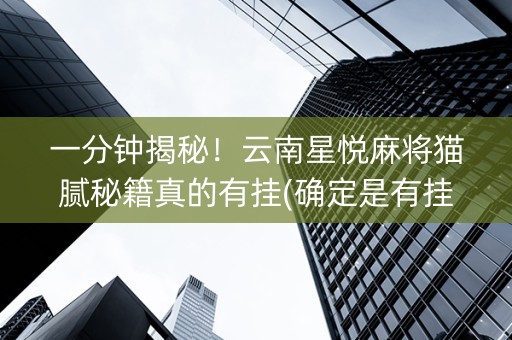 一分钟揭秘！云南星悦麻将猫腻秘籍真的有挂(确定是有挂)