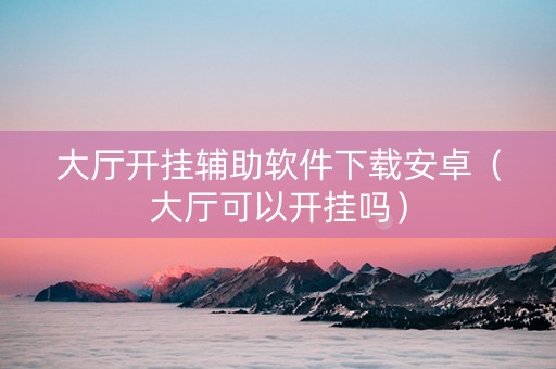 大厅开挂辅助软件下载安卓（大厅可以开挂吗）