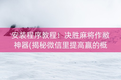 安装程序教程！决胜麻将作敝神器(揭秘微信里提高赢的概率)