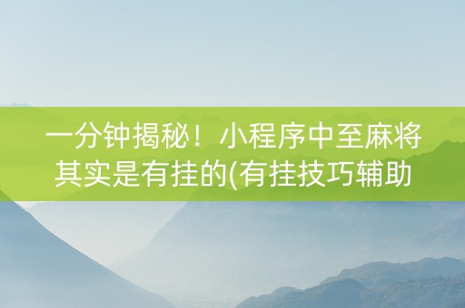 一分钟揭秘！小程序中至麻将其实是有挂的(有挂技巧辅助器)