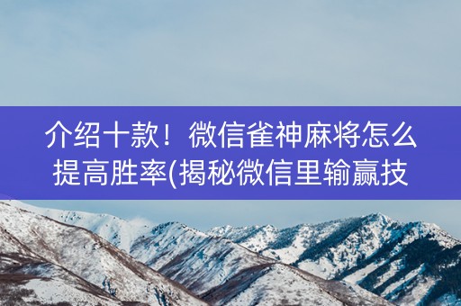 介绍十款！微信雀神麻将怎么提高胜率(揭秘微信里输赢技巧)