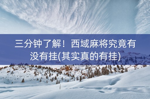 三分钟了解！西域麻将究竟有没有挂(其实真的有挂)