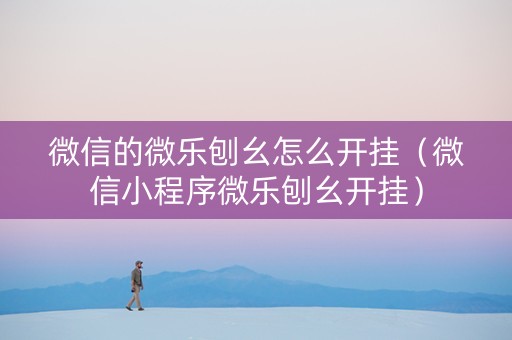 微信的微乐刨幺怎么开挂（微信小程序微乐刨幺开挂）