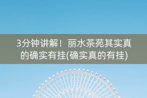 3分钟讲解！丽水茶苑其实真的确实有挂(确实真的有挂)