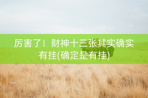厉害了！财神十三张其实确实有挂(确定是有挂)