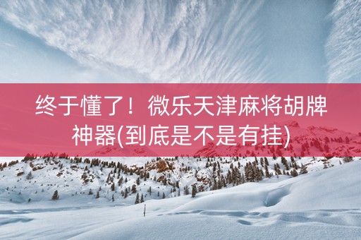 终于懂了！微乐天津麻将胡牌神器(到底是不是有挂)