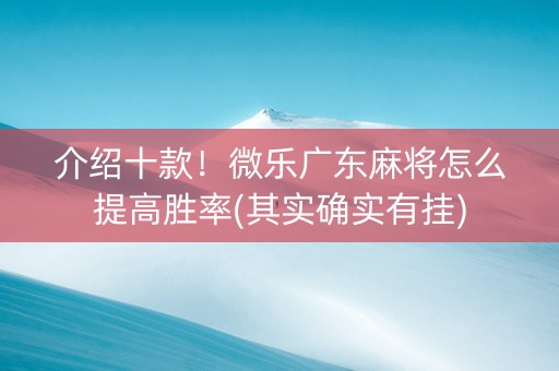 介绍十款！微乐广东麻将怎么提高胜率(其实确实有挂)