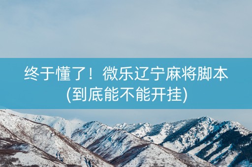 终于懂了！微乐辽宁麻将脚本(到底能不能开挂)