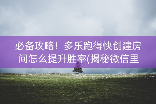 必备攻略！多乐跑得快创建房间怎么提升胜率(揭秘微信里自建房怎么赢)