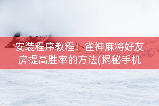 安装程序教程！雀神麻将好友房提高胜率的方法(揭秘手机上确实有猫腻)