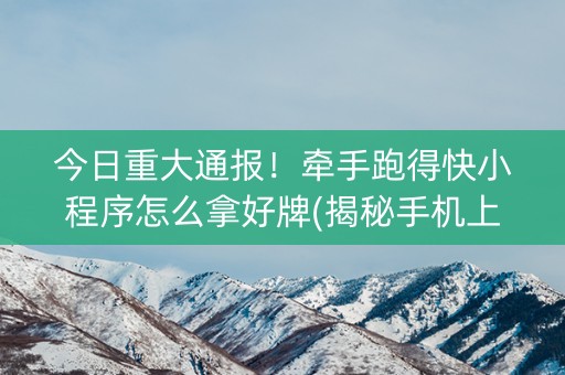 今日重大通报！牵手跑得快小程序怎么拿好牌(揭秘手机上规律攻略)