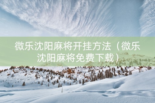 微乐沈阳麻将开挂方法（微乐沈阳麻将免费下载）