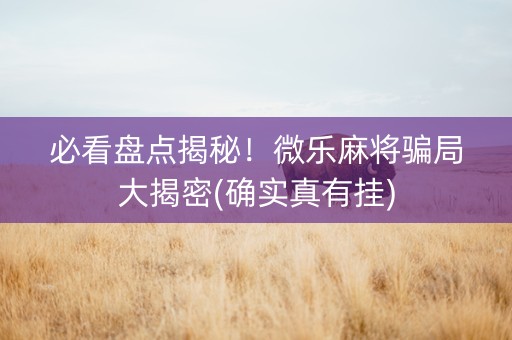 必看盘点揭秘！微乐麻将骗局大揭密(确实真有挂)