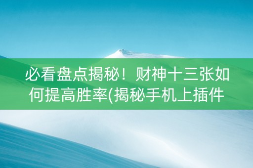 必看盘点揭秘！财神十三张如何提高胜率(揭秘手机上插件下载)