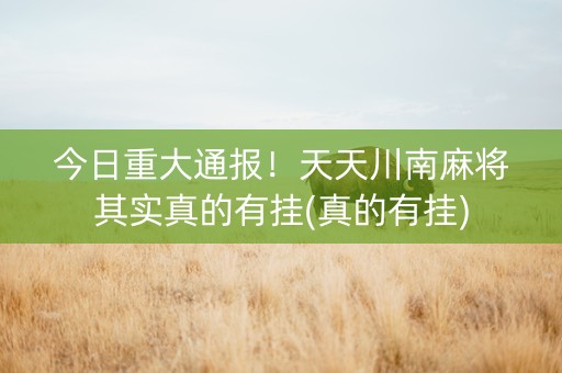 今日重大通报！天天川南麻将其实真的有挂(真的有挂)