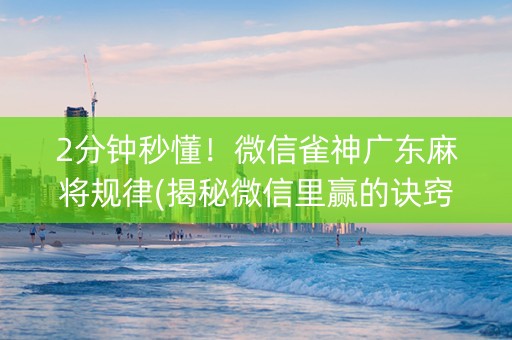 2分钟秒懂！微信雀神广东麻将规律(揭秘微信里赢的诀窍)