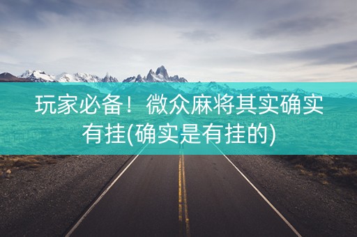 玩家必备！微众麻将其实确实有挂(确实是有挂的)