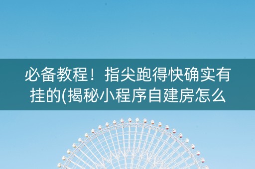 必备教程！指尖跑得快确实有挂的(揭秘小程序自建房怎么赢)