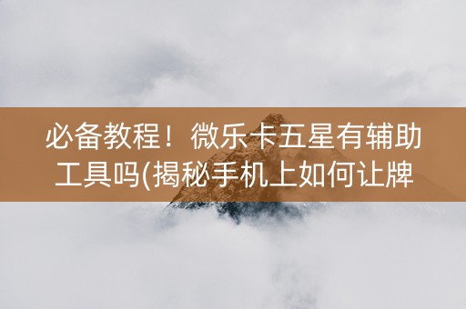 必备教程！微乐卡五星有辅助工具吗(揭秘手机上如何让牌变好)