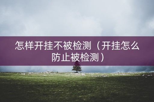 怎样开挂不被检测（开挂怎么防止被检测）