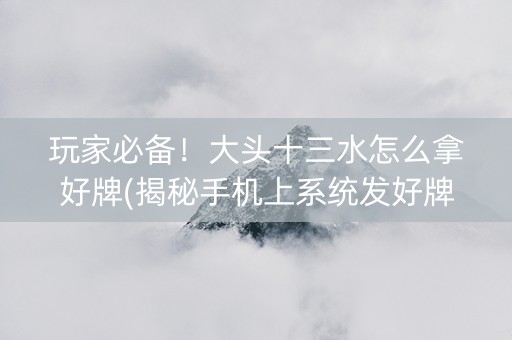 玩家必备！大头十三水怎么拿好牌(揭秘手机上系统发好牌)