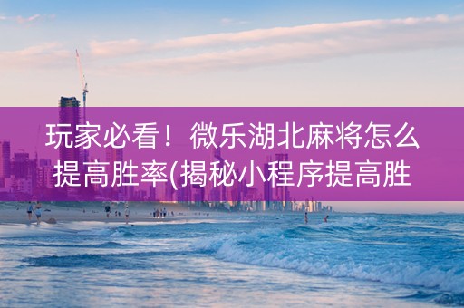 玩家必看！微乐湖北麻将怎么提高胜率(揭秘小程序提高胜率)
