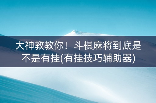 大神教教你！斗棋麻将到底是不是有挂(有挂技巧辅助器)