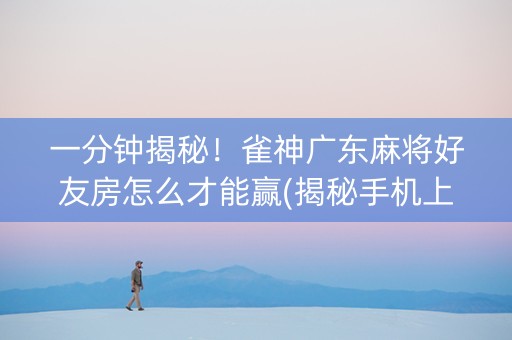 一分钟揭秘！雀神广东麻将好友房怎么才能赢(揭秘手机上胡牌神器)