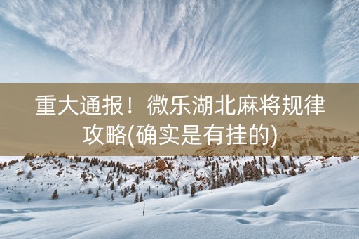 重大通报！微乐湖北麻将规律攻略(确实是有挂的)