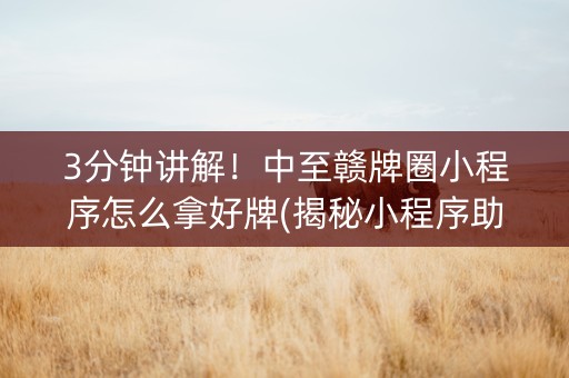 3分钟讲解！中至赣牌圈小程序怎么拿好牌(揭秘小程序助赢神器购买)