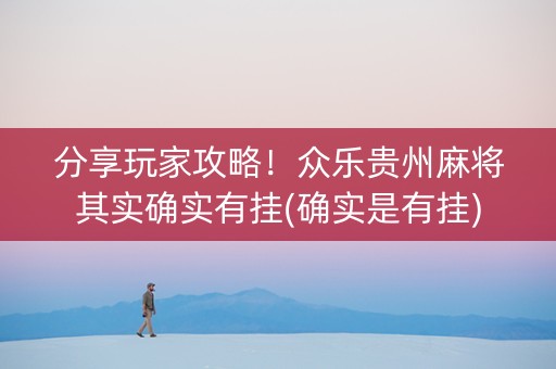 分享玩家攻略！众乐贵州麻将其实确实有挂(确实是有挂)