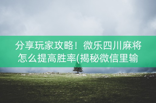分享玩家攻略！微乐四川麻将怎么提高胜率(揭秘微信里输赢技巧)