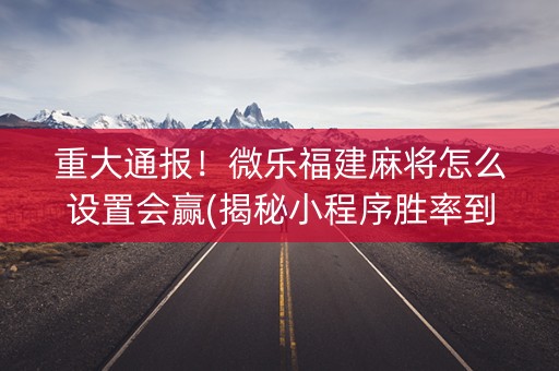 重大通报！微乐福建麻将怎么设置会赢(揭秘小程序胜率到哪调)