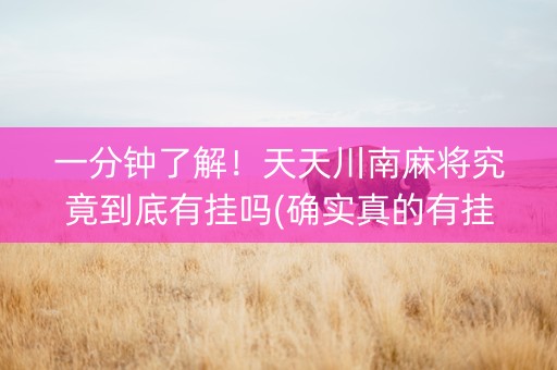 一分钟了解！天天川南麻将究竟到底有挂吗(确实真的有挂)
