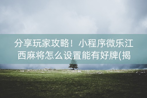 分享玩家攻略！小程序微乐江西麻将怎么设置能有好牌(揭秘手机上插件免费)