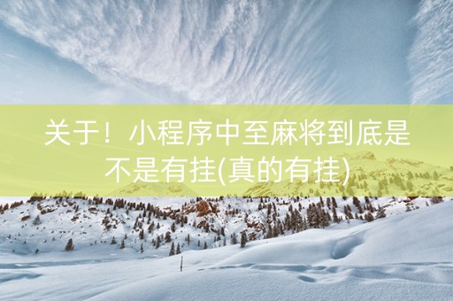 关于！小程序中至麻将到底是不是有挂(真的有挂)
