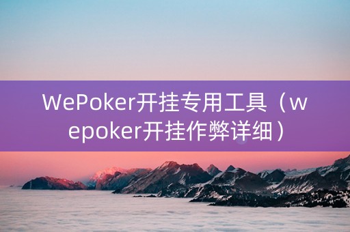 WePoker开挂专用工具（wepoker开挂作弊详细）