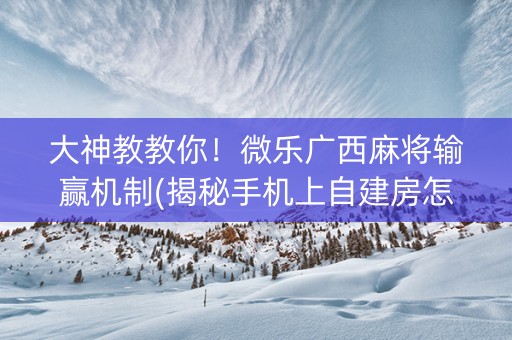 大神教教你！微乐广西麻将输赢机制(揭秘手机上自建房怎么赢)