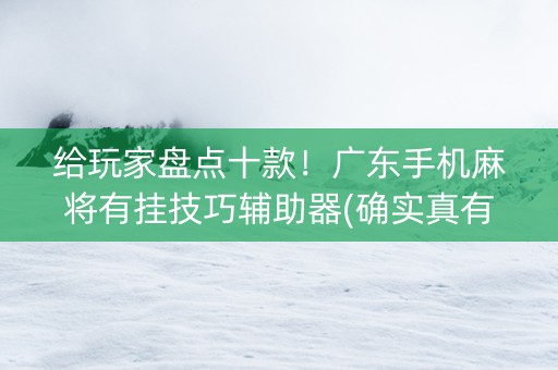 给玩家盘点十款！广东手机麻将有挂技巧辅助器(确实真有挂)