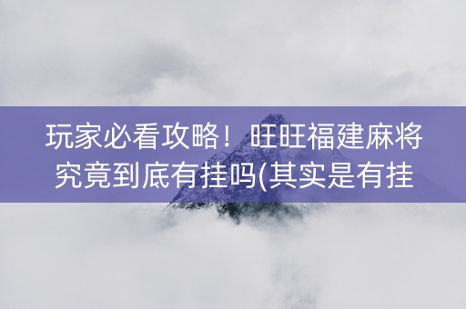 玩家必看攻略！旺旺福建麻将究竟到底有挂吗(其实是有挂的)