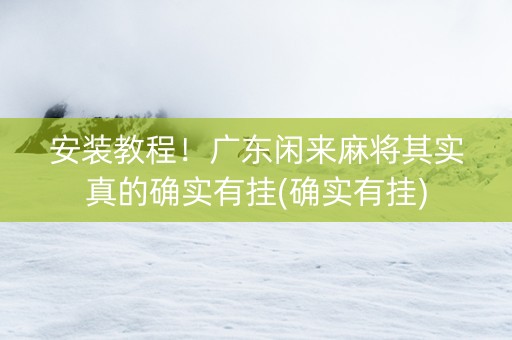 安装教程！广东闲来麻将其实真的确实有挂(确实有挂)