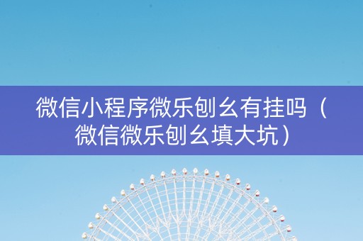 微信小程序微乐刨幺有挂吗（微信微乐刨幺填大坑）