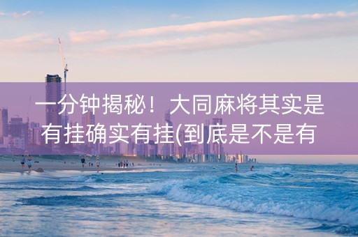 一分钟揭秘！大同麻将其实是有挂确实有挂(到底是不是有挂)