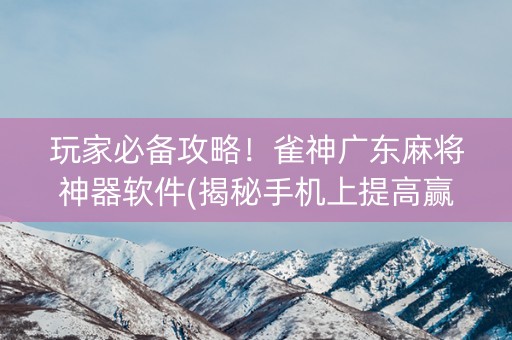玩家必备攻略！雀神广东麻将神器软件(揭秘手机上提高赢的概率)