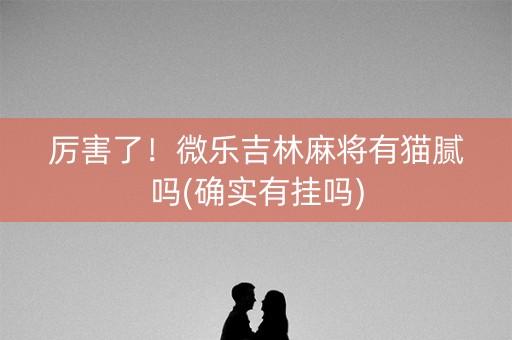 厉害了！微乐吉林麻将有猫腻吗(确实有挂吗)