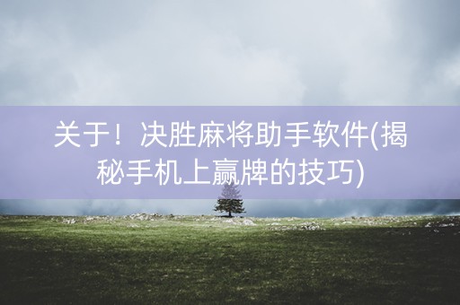 关于！决胜麻将助手软件(揭秘手机上赢牌的技巧)