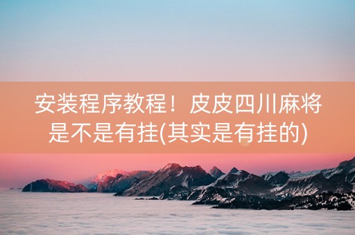 安装程序教程！皮皮四川麻将是不是有挂(其实是有挂的)