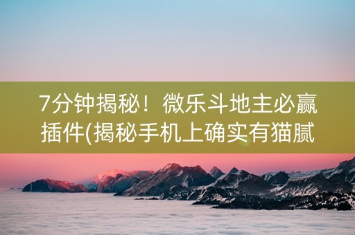 7分钟揭秘！微乐斗地主必赢插件(揭秘手机上确实有猫腻)