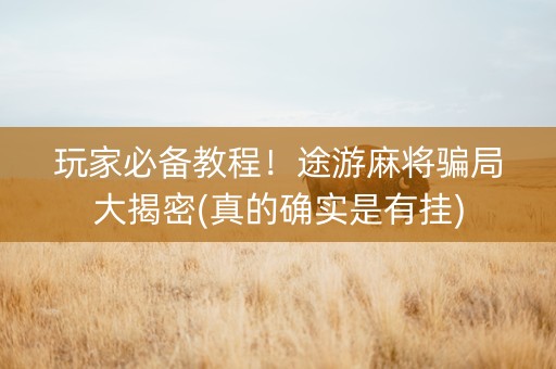 玩家必备教程！途游麻将骗局大揭密(真的确实是有挂)